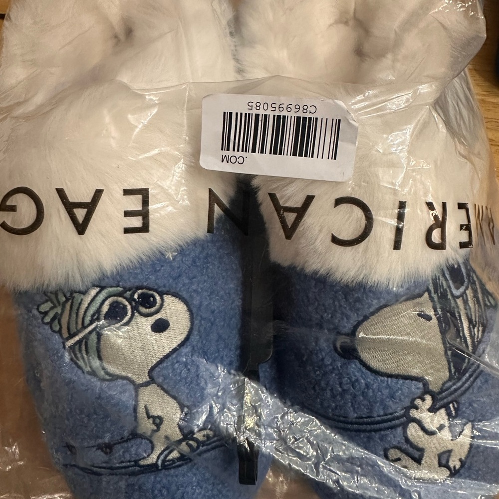 American Eagle Outfitters' Blue and White Snoopy Slippers
